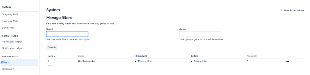 Managing Jira filters