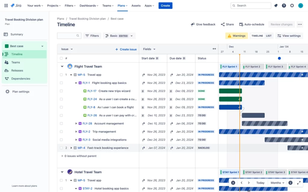 Jira Advanced Roadmap example