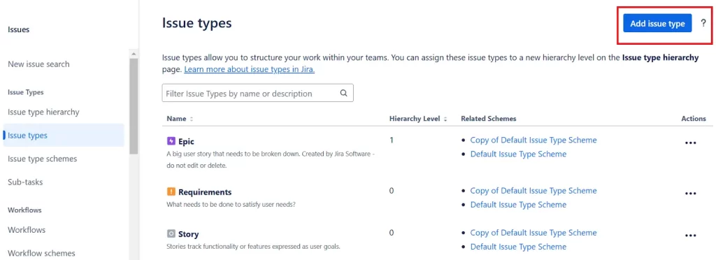 Create global test case custom issue types