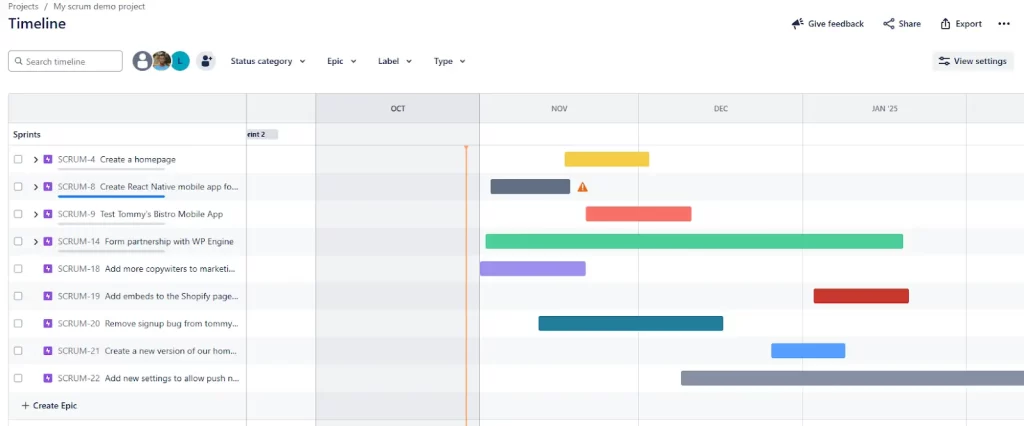 A Gantt chart is a bar chart containing an arrangement of tasks (and sub-tasks) against their timeline for completion