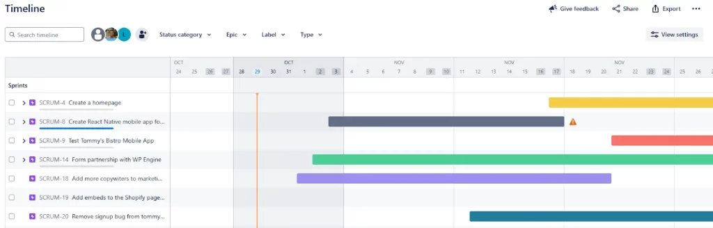 Gantt charts in Jira